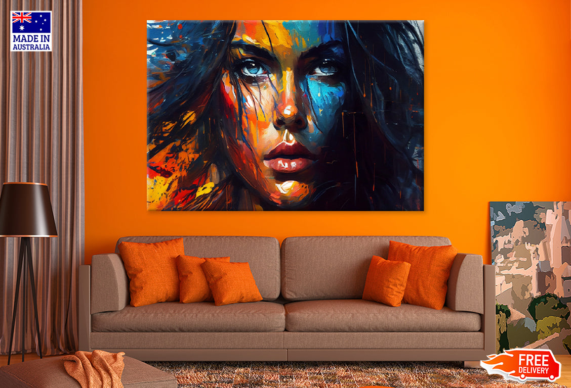 Beautiful Girl Abstract Oil Painting Print 100% Australian Made Stretched Canvas Ready to Hang - FS-134