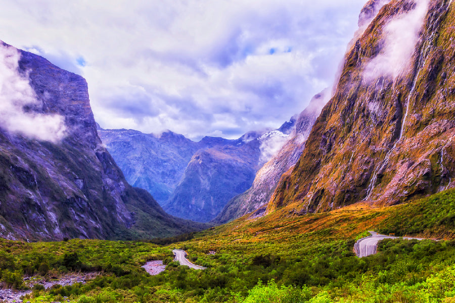 Mountain Creek at Homer Tunnel Scenery Print 100% Australian Made Stretched Canvas Ready to Hang - NT-134