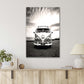 Bus Parked on Sandy Beach Near the Ocean, Black & White Print 100% Australian Made 40x60cm Stretched Canvas Ready to Hang