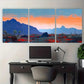 3pcs Blue Desert Mountain Range Sunset Metal Print Ready to Hang Art