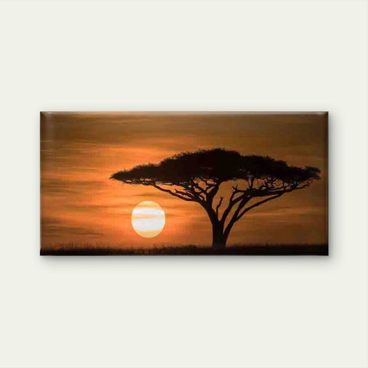 African Savanna Tree Landscape Wall Art Canvas Office Home Room Framed 80x45cm