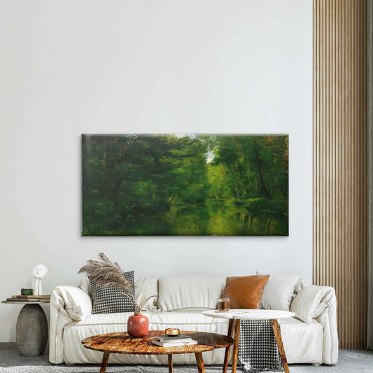 Forest River Landscape Wall Art Canvas Office Home Room Framed 80x45cm