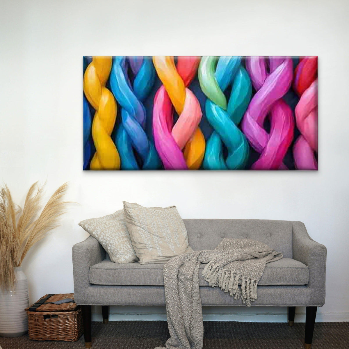 Colorful Distorted Modern Abstr Wall Art Canvas Office Home Room Framed 120x60cm