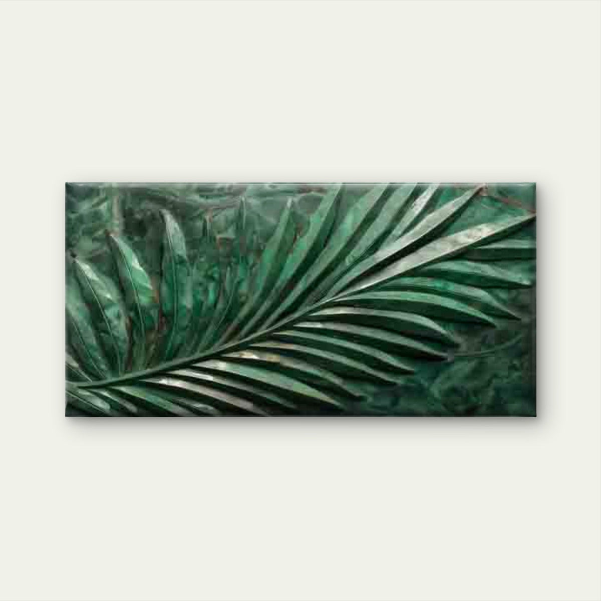 Tropical Green Palm Leaf Wall Art Canvas Office Home Room Framed 80x45cm