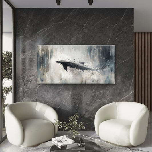 Abstract Humpback Whale Wall Art Canvas Office Home Room Framed 80x45cm