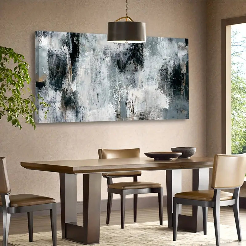 Brown Dark Gray Black Abstract Wall Art canvas office home room framed 120x60cm