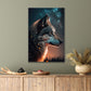 The Lone Wolf Gazes at The Twinkling Stars in The Sky Print 100% Australian Made 40x60cm Stretched Canvas Ready to Hang