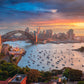 Cityscape View of Sydney Sunset Skyline Print 100% Australian Made Stretched Canvas Ready to Hang - AU-135