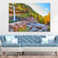 Waterfall over Cliffs & Fall Foliage Print 100% Australian Made Stretched Canvas Ready to Hang - NT-135