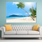 Beach With Coconut Palm & Sea Print 100% Australian Made Stretched Canvas Ready to Hang - BC-135