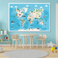 World Map With Cartoon Animals Print 100% Australian Made Stretched Canvas Ready to Hang - NK-135