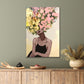 Painting Of A Flower Over A Woman's Head Print 100% Australian Made 40x60cm Stretched Canvas Ready to Hang