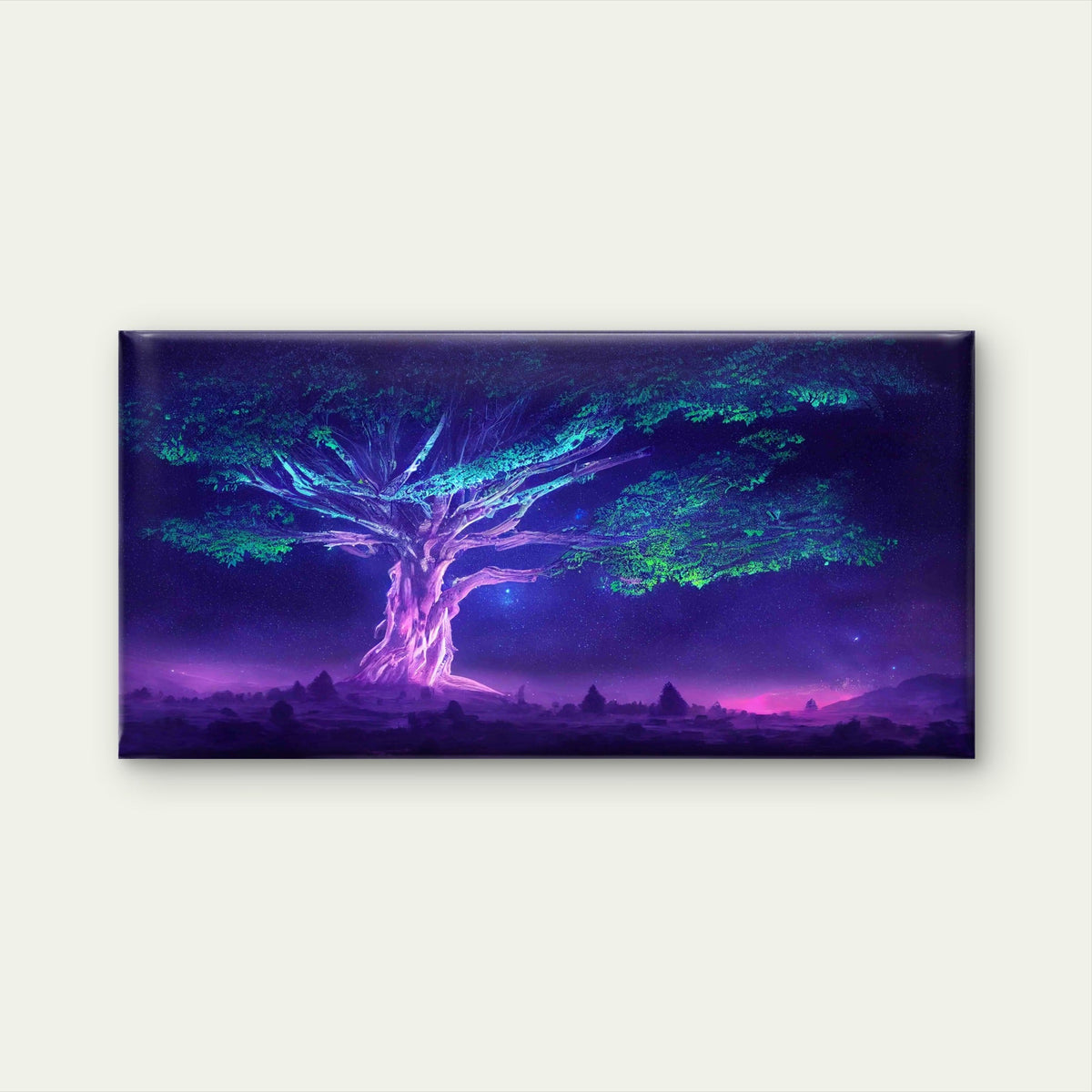 Tree Of Life In Neon Forest Wall Art Canvas Office Home Room Framed 80x45cm