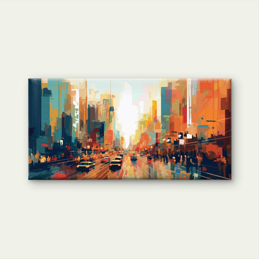 New York City Skyline Abstract Wall Art Canvas Office Home Room Framed 80x45cm