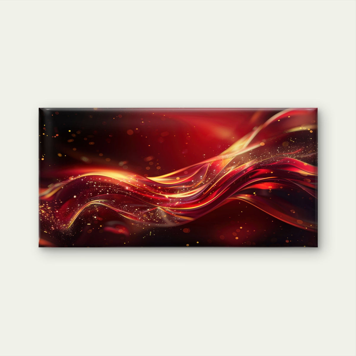 Golden Sparkle Red Motion Wall Art Canvas Office Home Room Framed 120x60cm