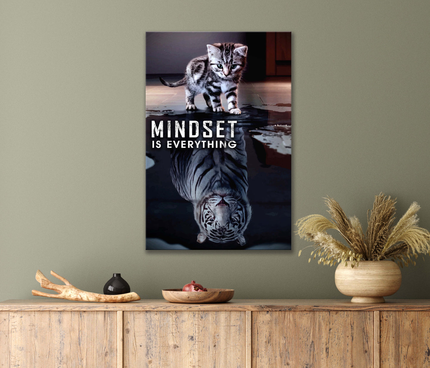 White Tiger Art Motivation Poster Print 100% Australian Made 40x60cm Stretched Canvas Ready to Hang