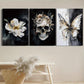 3pcs Watercolor dark, Botanical flowers, skulls, butterflies Metal Print Ready to Hang Art