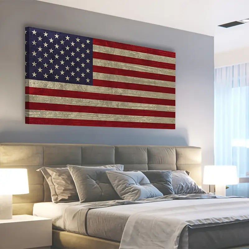 American National Flag Vintage Flag Stars and Stripes Wall Art canvas office home room framed 120x60cm