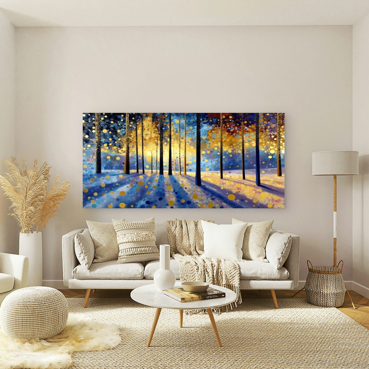 Golden Light Forest Wall Art Canvas Office Home Room Framed 80x45cm