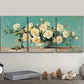 3pcs White Roses in Vase Painting Metal Print Ready to Hang Art