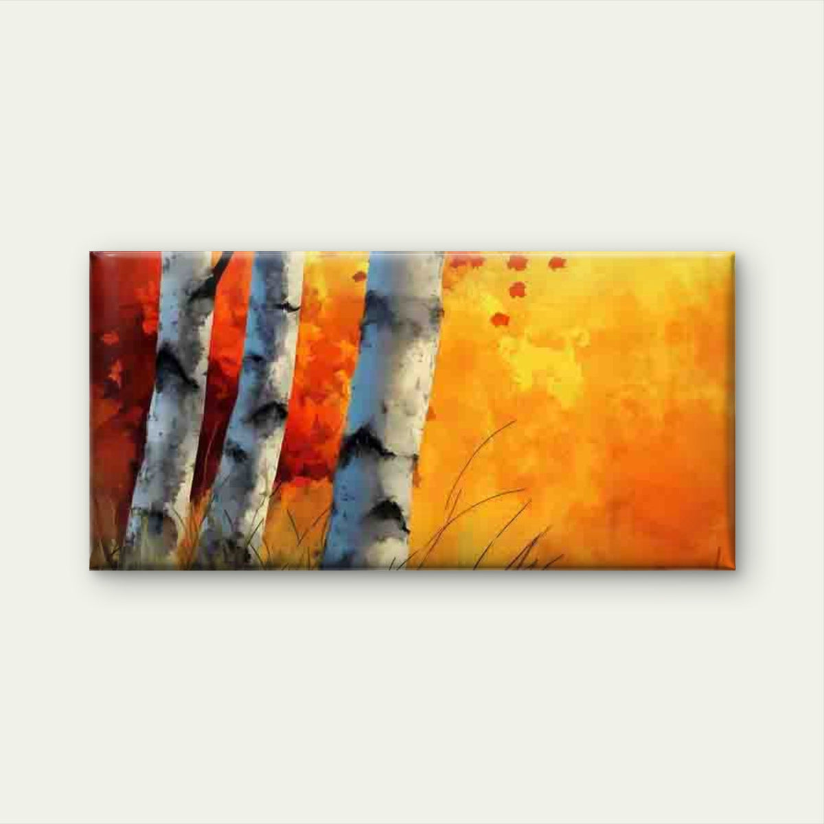 Golden-Yellow White Birch Trunk Wall Art Canvas Office Home Room Framed 80x45cmWall Art Canvas Office Home Room Framed 80x45cm