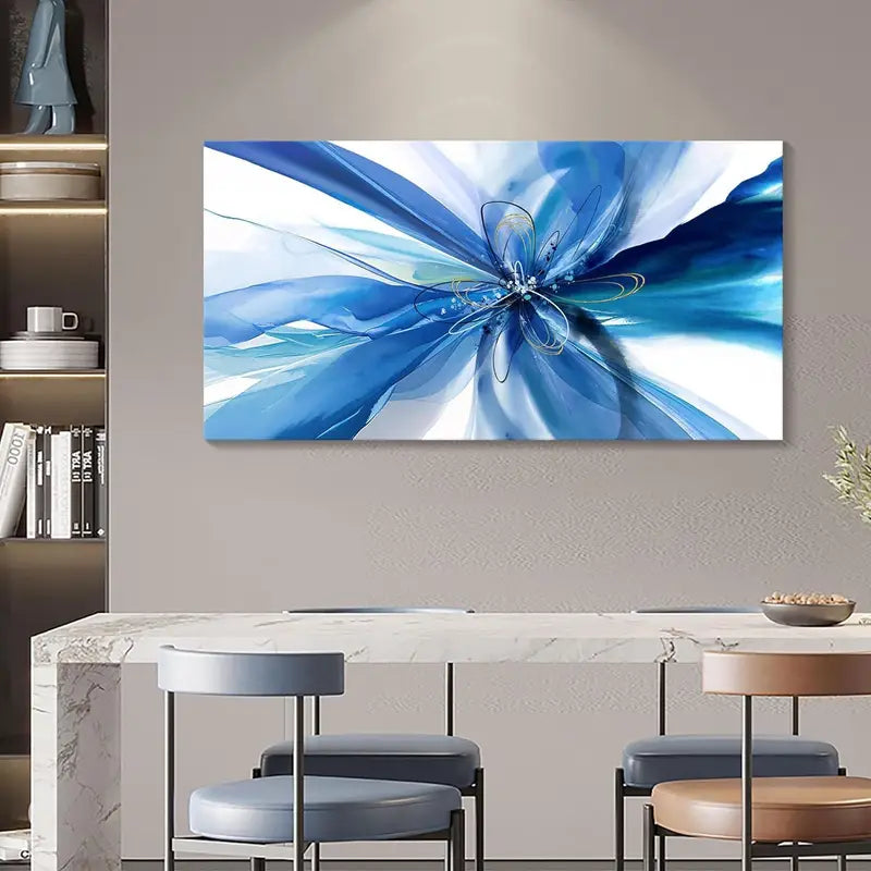 Abstract Fantasy Blue Gradient Wall Art canvas office home room framed 120x60cm
