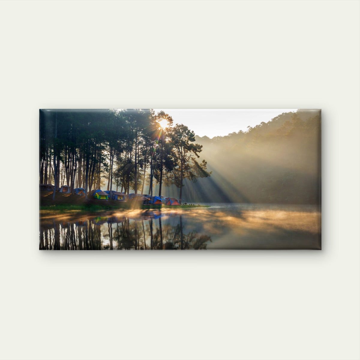 Pang Ung Lake With Foggy Morning Mae Hong Son Thailand Wall Art Canvas Office Home Room Framed 120x60cm