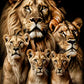 Majestic Family Group of Lions Print 100% Australian Made 40x60cm Stretched Canvas Ready to Hang