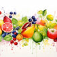 Fresh Harvest Fruit Watercolor Wall Art Canvas Office Home Room Framed 120x60cm