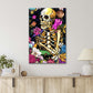 Skeletons Clutching A Rose Surrounded By Flora Print 100% Australian Made 40x60cm Stretched Canvas Ready to Hang
