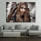 Warrior Girl with Headdress Closeup Print 100% Australian Made Stretched Canvas Ready to Hang - BO-136