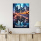 Stunning City Skyline Reflected in The Water, Singapore Print 100% Australian Made 40x60cm Stretched Canvas Ready to Hang