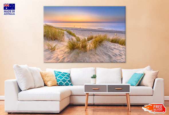 Sunset View Ocean From Dune Zeeland Print 100% Australian Made Stretched Canvas Ready to Hang - BC-136