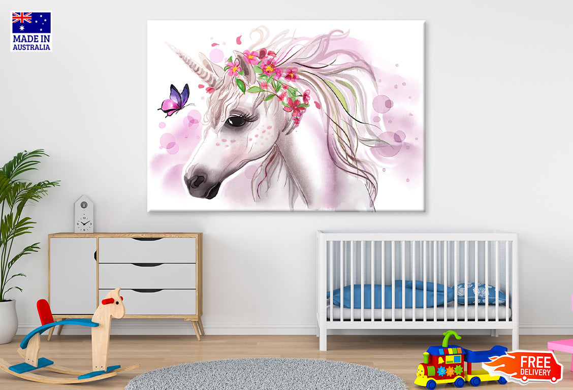 Unicorn Nursery Painting Print 100% Australian Made Stretched Canvas Ready to Hang - NK-136