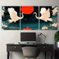 3pcs Cherry Blossom Chinese Crane Metal Print Ready to Hang Art