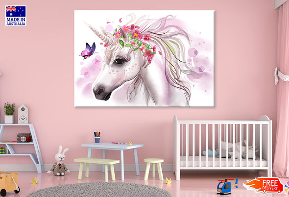 Unicorn Nursery Painting Print 100% Australian Made Stretched Canvas Ready to Hang - NK-136