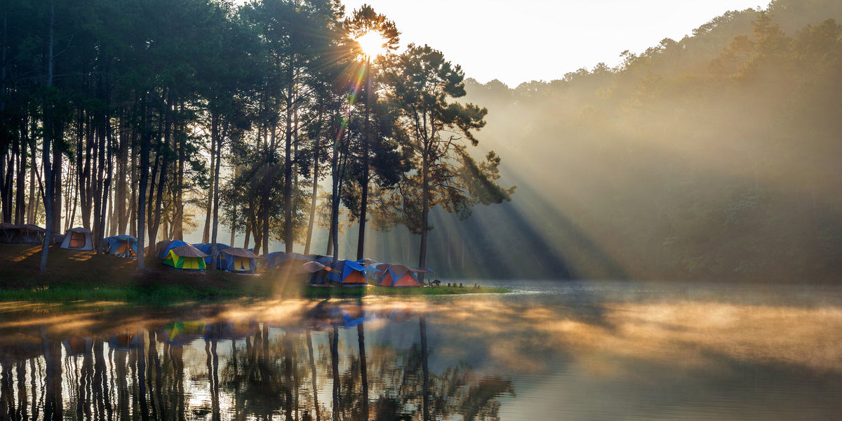 Pang Ung Lake With Foggy Morning Mae Hong Son Thailand Wall Art Canvas Office Home Room Framed 120x60cm