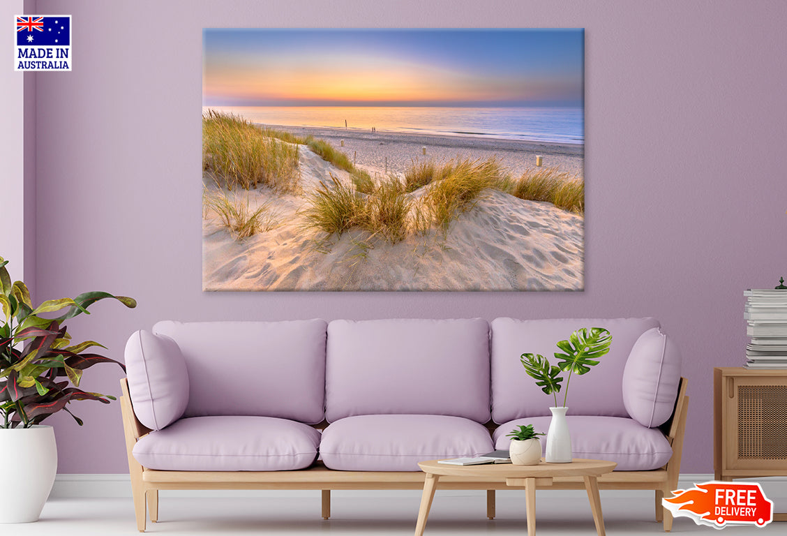 Sunset View Ocean From Dune Zeeland Print 100% Australian Made Stretched Canvas Ready to Hang - BC-136