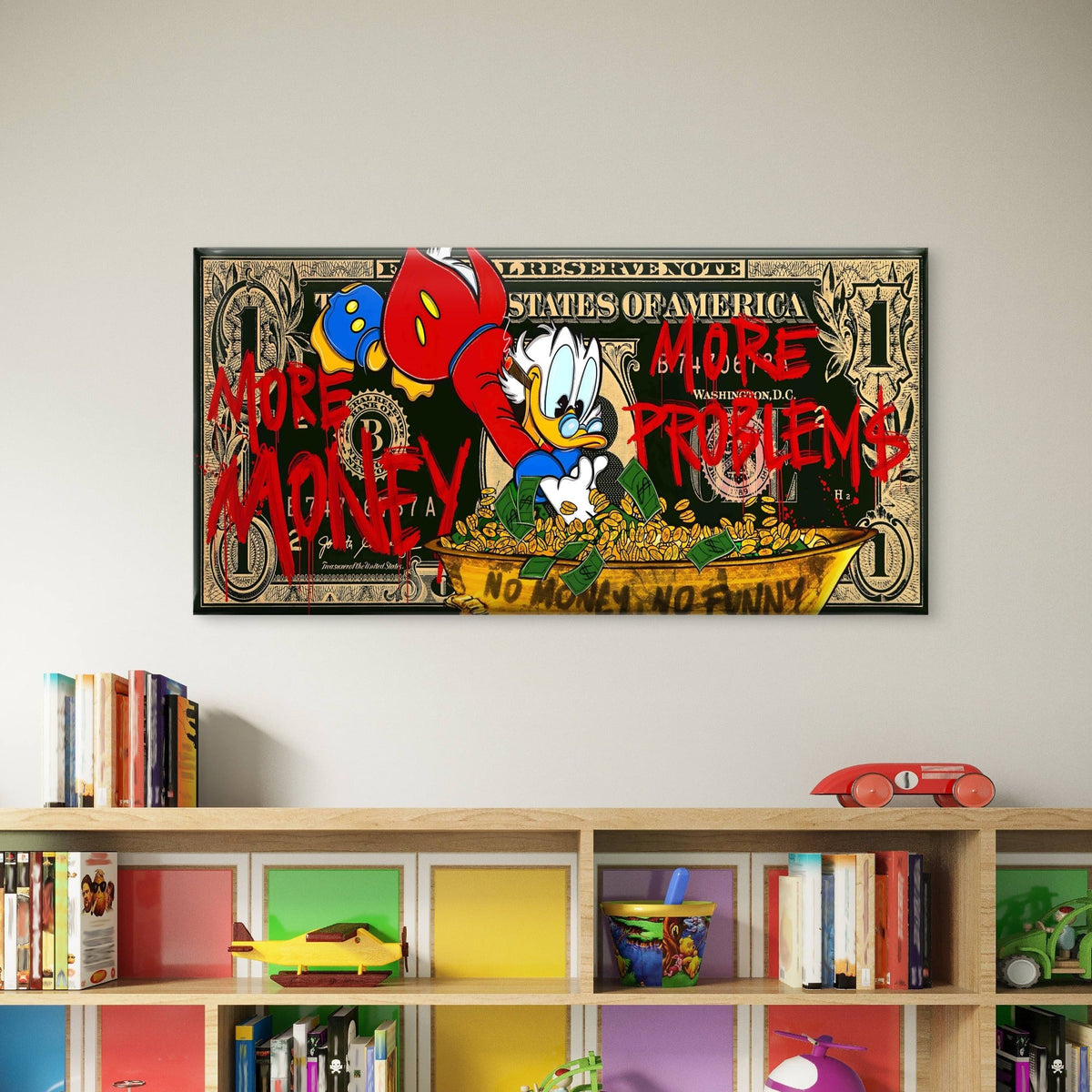 More Money More Problems Wall Art Canvas Office Home Room Framed 80x45cm