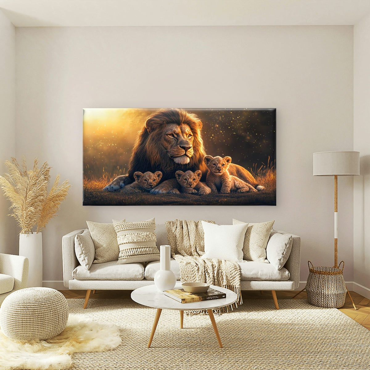 Noble Heart Lion King Wall Art Canvas Office Home Room Framed 120x60cm