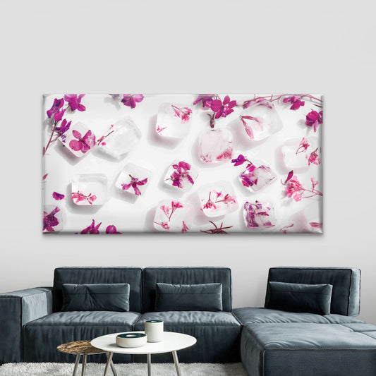 Floral Ice Cube Tray Wall Art Canvas Office Home Room Framed 80x45cm
