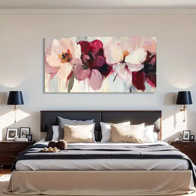 Bouquet Of Pink Flowers wall canvas office home room framed 120x60cm
