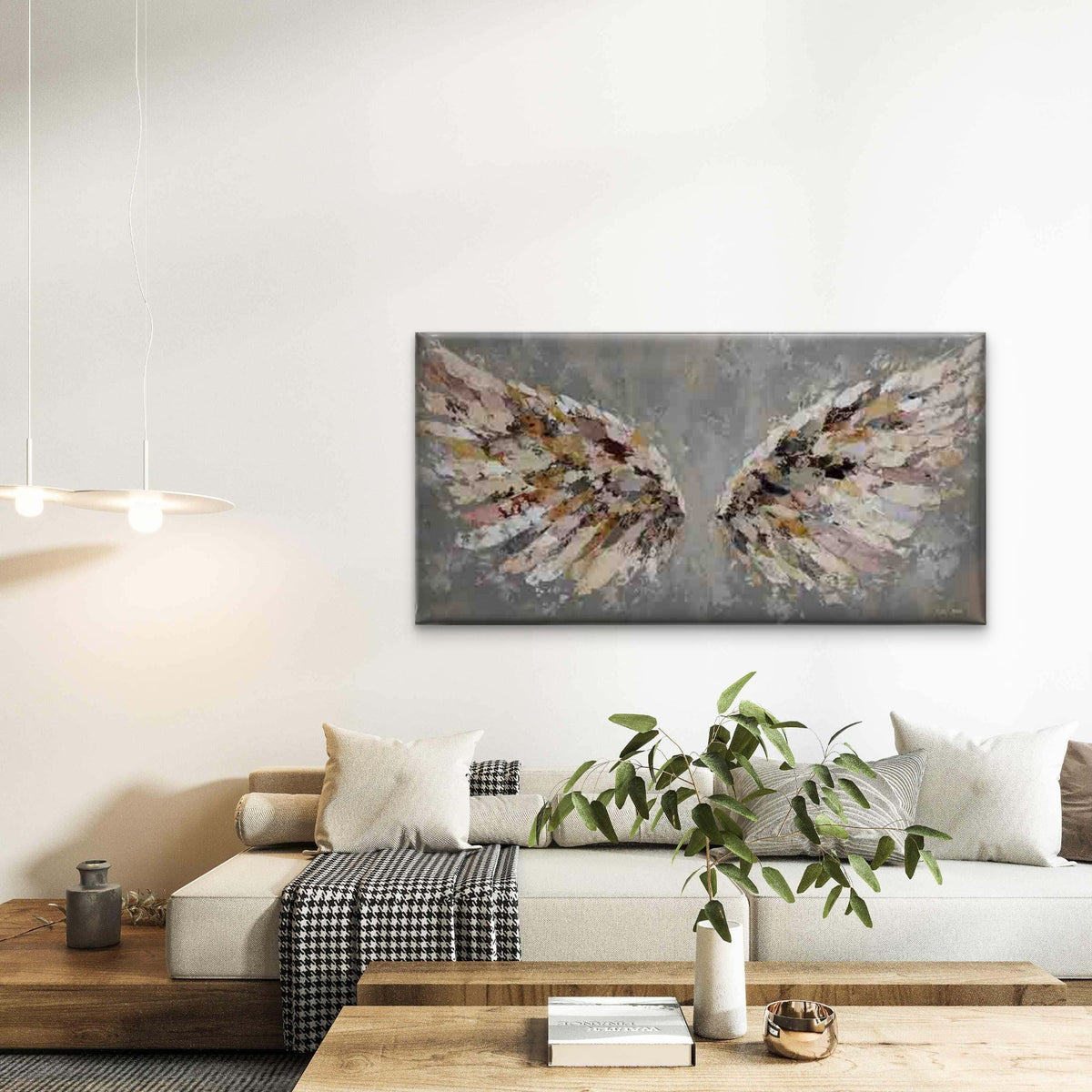 Wingspan Angel Wing Wall Art Canvas Office Home Room Framed 120x60cm