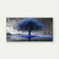Lakeside Blue Flower Tree Wall Art Canvas Office Home Room Framed 120x60cm