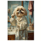 Dog Brushing Teeth Canvas Art Print 100% Australian Made 40x60cm Stretched Canvas Ready to Hang