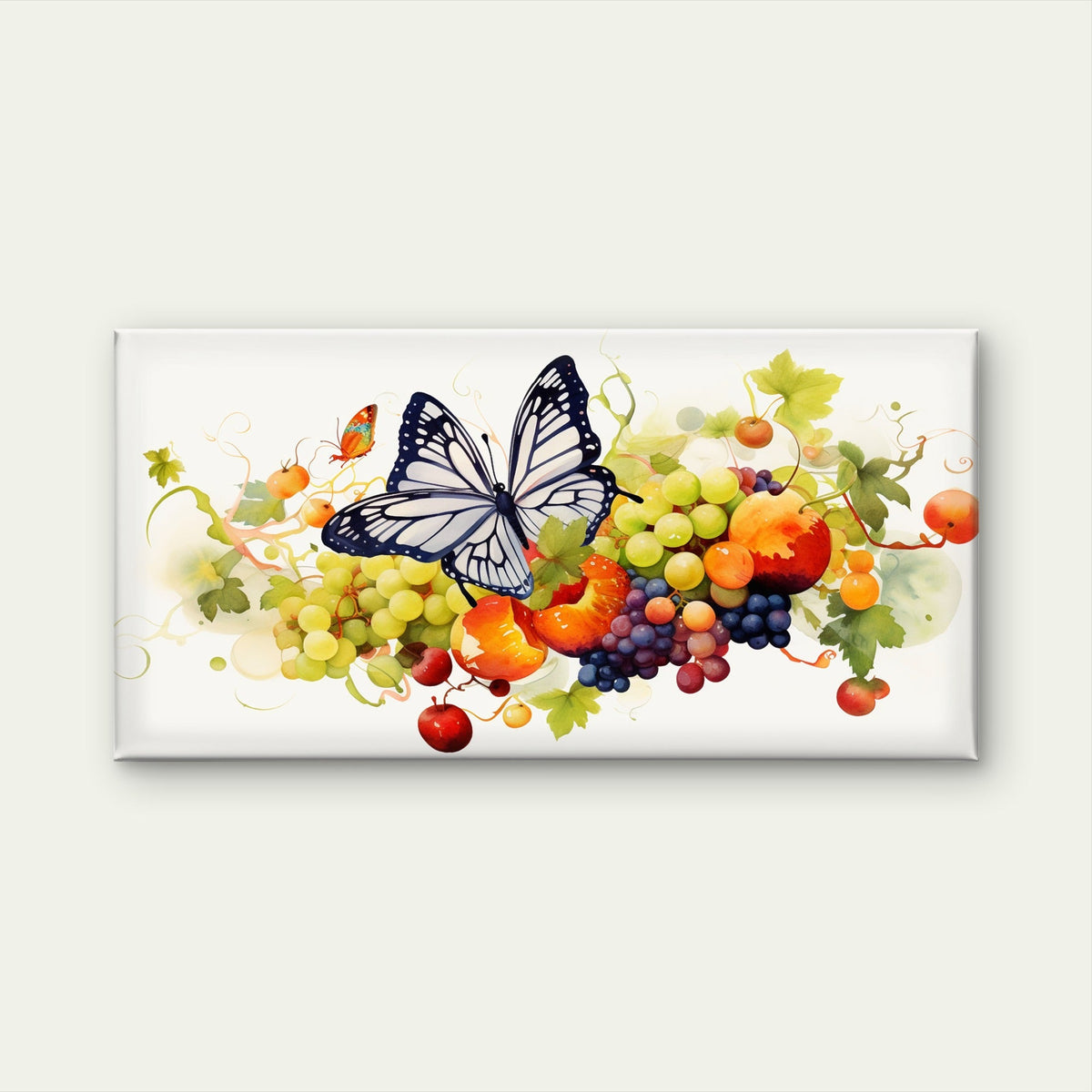 Monarch Butterfly Grape Vine Wall Art Canvas Office Home Room Framed 120x60cm