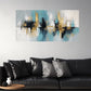 Contemporary Blue & Golden Brushstroke Design Wall Art wall canvas office home room framed 120x60cm