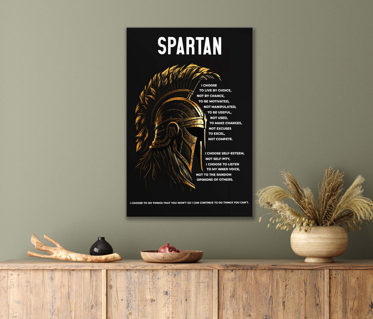 Spartan Art Motivation Poster Print 100% Australian Made 40x60cm Stretched Canvas Ready to Hang