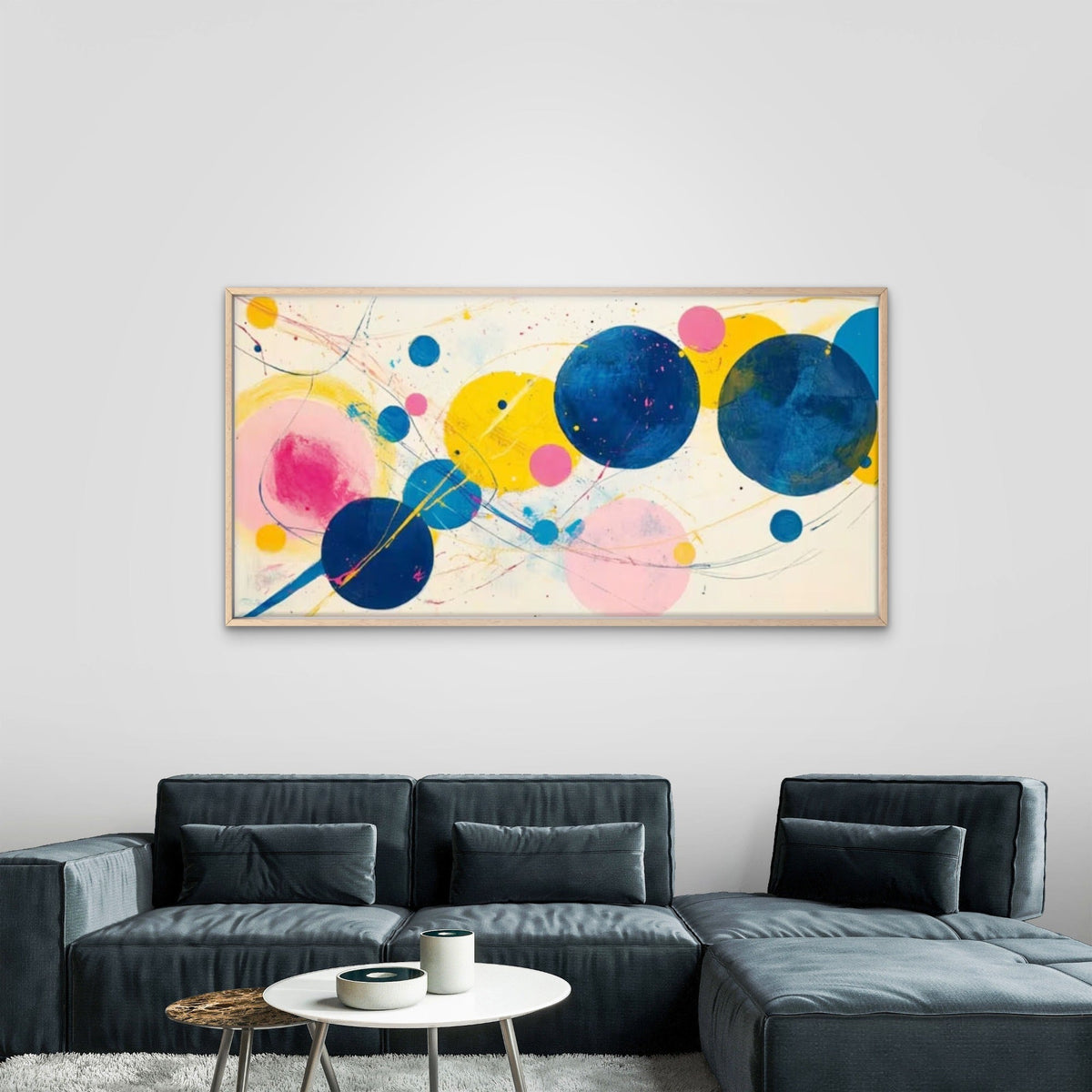 Colorful Dots & Dynamic Lines Wall Art Canvas Office Home Room Framed 80x45cm
