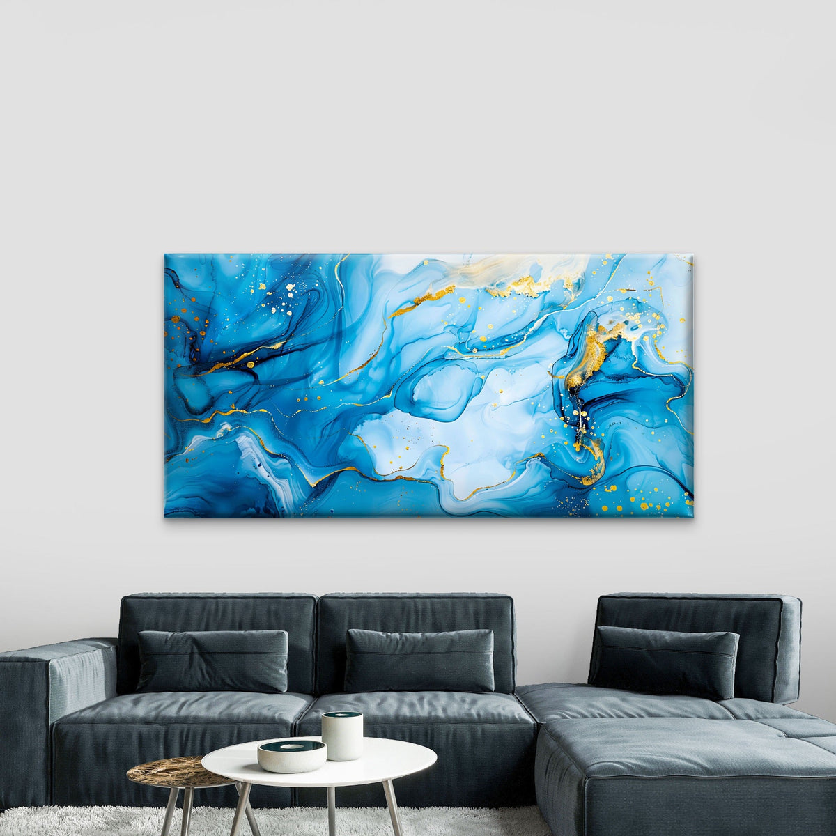 Mesmerizing Marble Flow Design Wall Art Canvas Office Home Room Framed 80x45cm